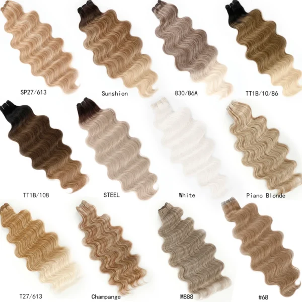 30Inches Colored M618 Ombre Highlight Piano Blond 27/613  Body Wave 200g Synthetic Hair Weave Bundles Soft Human-Like Extension - Image 41