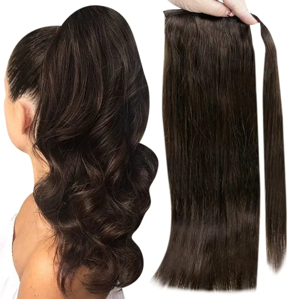 Full Shine Ponytail Extension Highlighted Bleach Blonde Ponytail Human Hair Clip in Ponytail Hair Extensions - Image 14