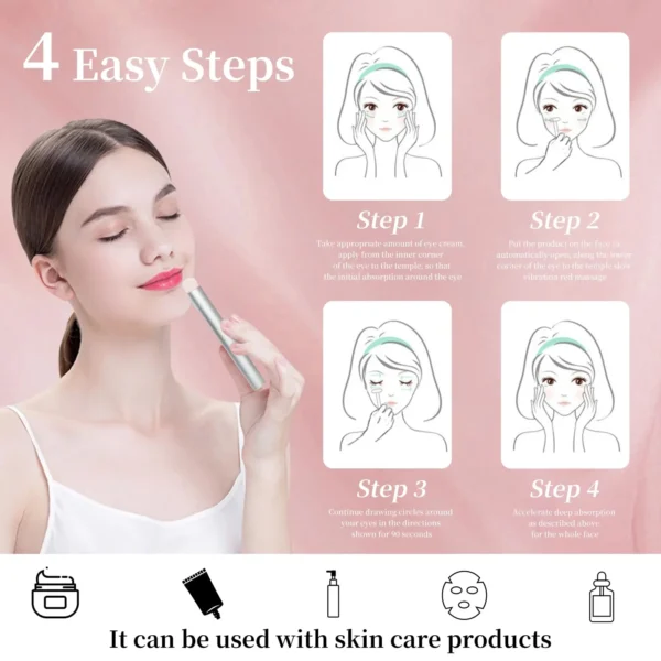 Compact 4-in-1 Electric Therapy Device for Eye Care Face Firm Neck Advanced Skincare Tool to Reduce Edema Face Lift  Wand - Image 6