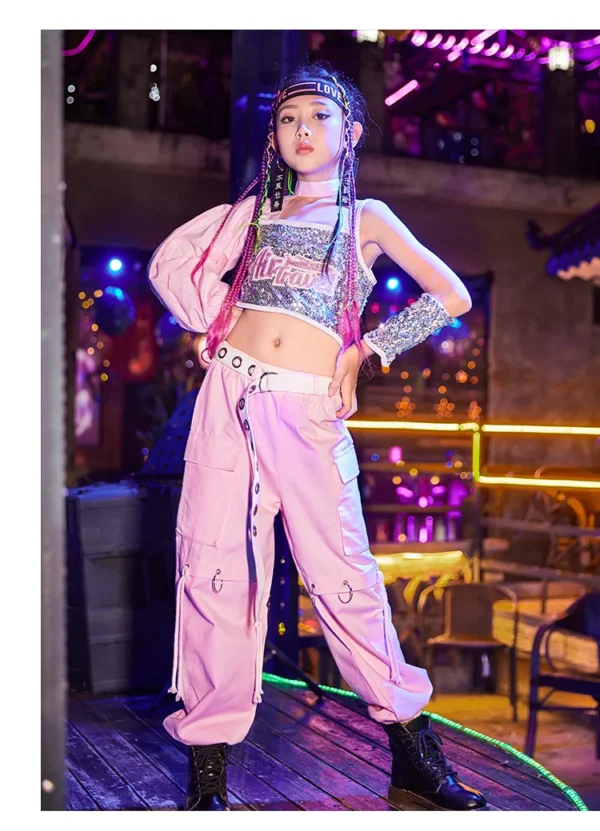 Girls Sequins Hiphop Jazz Dancing Costume School Modern Street Dance Performance Team Clothes Kids Cheerleading Show Wear DB4290 - Image 19