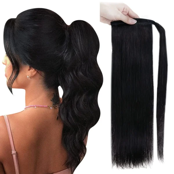 Full Shine Ponytail Extension Highlighted Bleach Blonde Ponytail Human Hair Clip in Ponytail Hair Extensions - Image 11