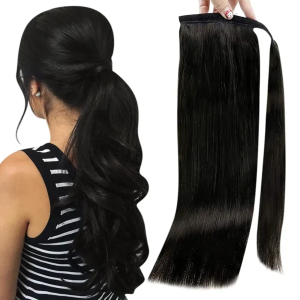 Full Shine Ponytail Extension Highlighted Bleach Blonde Ponytail Human Hair Clip in Ponytail Hair Extensions - Image 12