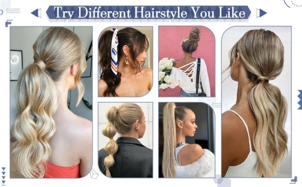 Full Shine Ponytail Extension Highlighted Bleach Blonde Ponytail Human Hair Clip in Ponytail Hair Extensions - Image 21