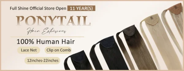 Full Shine Ponytail Extension Highlighted Bleach Blonde Ponytail Human Hair Clip in Ponytail Hair Extensions - Image 16