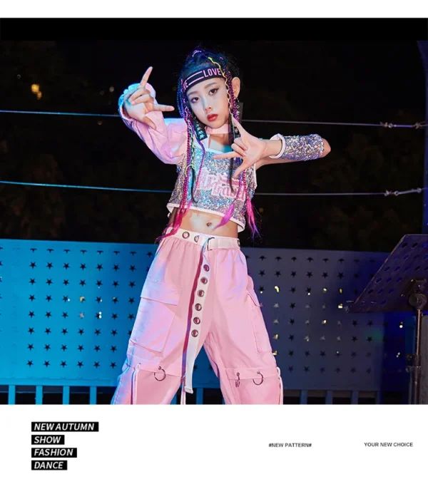 Girls Sequins Hiphop Jazz Dancing Costume School Modern Street Dance Performance Team Clothes Kids Cheerleading Show Wear DB4290 - Image 18
