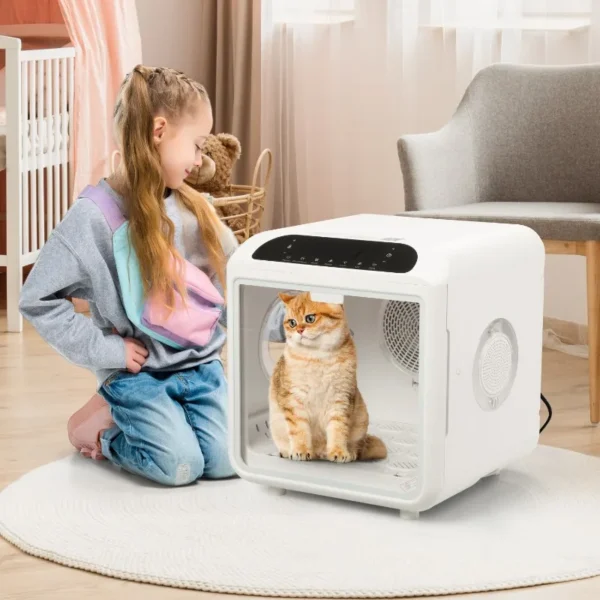 Smart Electric Pet Dryer Box, Ultra Quiet Hair Dryer for Cat Puppy, Remote Control, 2 Drying Modes, Temperature and Wind Speed C