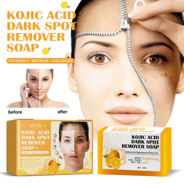 EELHOE Kojic Acid Face Washing Soap Pore-Clearing Exfoliating Skincare Cleanser Dilute Cleanser Soap - Image 2
