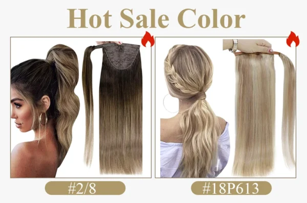 Full Shine Ponytail Extension Highlighted Bleach Blonde Ponytail Human Hair Clip in Ponytail Hair Extensions - Image 18