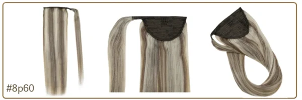 Full Shine Ponytail Extension Highlighted Bleach Blonde Ponytail Human Hair Clip in Ponytail Hair Extensions - Image 25