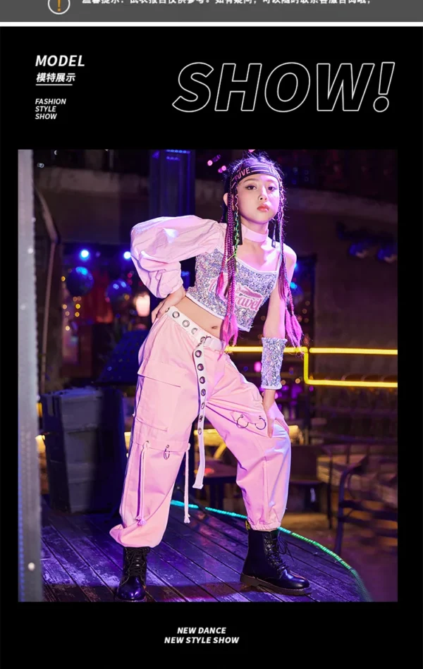 Girls Sequins Hiphop Jazz Dancing Costume School Modern Street Dance Performance Team Clothes Kids Cheerleading Show Wear DB4290 - Image 15