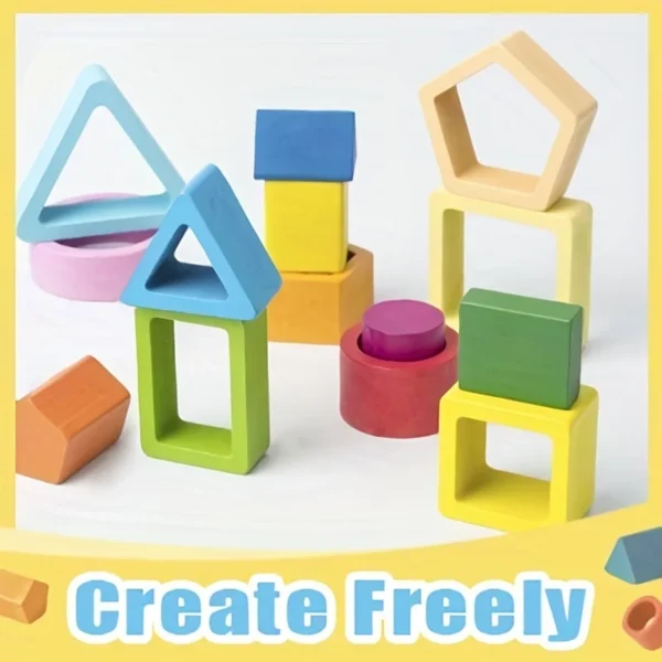 Montessori Wooden Sorting Stacking Toys Geometric Building Blocks Educational Toys Color Shape Recognition Puzzle Christmas Gift - Image 5