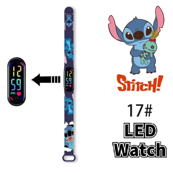 12PCS Stitch Children Watches Girls Waterproof Sport Touch Screen Watch for Women Waterproof Digital Clock Bracelet Gifts Toys - Image 12