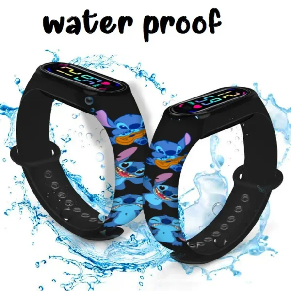 12PCS Stitch Children Watches Girls Waterproof Sport Touch Screen Watch for Women Waterproof Digital Clock Bracelet Gifts Toys - Image 6