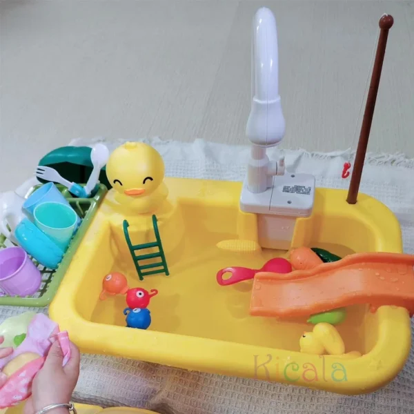Kids Kitchen Sink Toys Electric Dishwasher Playing Toy With Running Water Pretend Play Food Fishing Toy Role Playing Girls Gift - Image 16