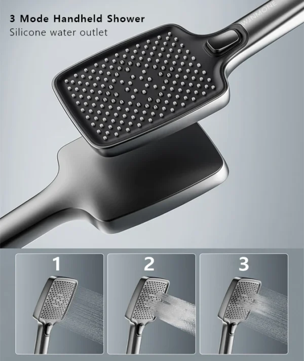Matte Gray Rainfall Shower System Set Digital Display Smart Bathroom Faucet Bathtub Hot Cold Waterfall Mixer Tap Shower Full Set - Image 4