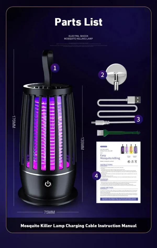 Xiaomi Mosquito Killer Lamp Bedroom Silent USB Rechargeable Electric Mosquito Swatter Portable Outdoor Mosquito Repeller FlyTrap - Image 16