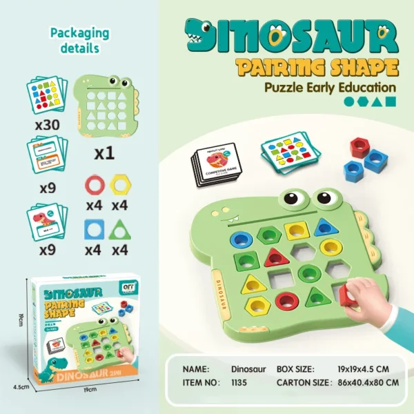 Dinosaurs Collide, Geometric Shapes Pair, Puzzle Thinking Training, Parent-Child Early Education, Interactive Tabletop Game Toys - Image 7