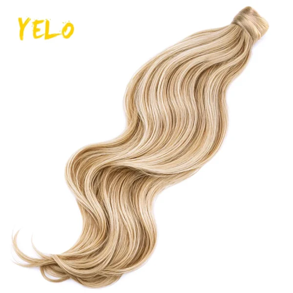 Yelo Ponytail Human Hair Extension Body Wave Wrap Around Ponytail Extension Remy Hair Blond Wavy Natural Black Curly Ponytail - Image 10