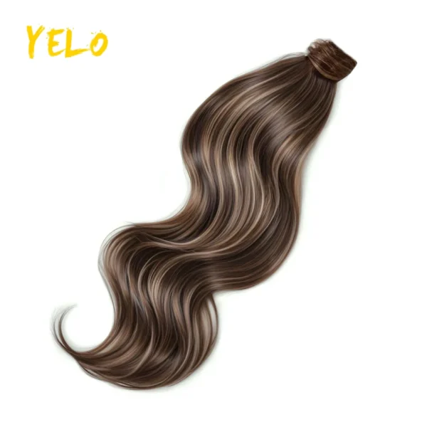 Yelo Ponytail Human Hair Extension Body Wave Wrap Around Ponytail Extension Remy Hair Blond Wavy Natural Black Curly Ponytail - Image 12