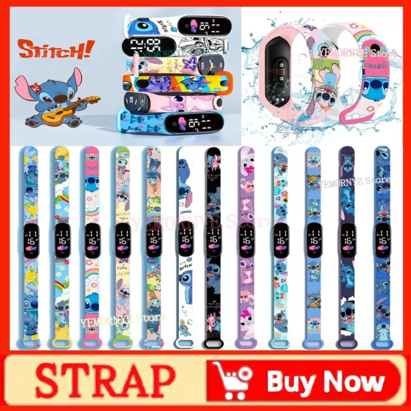 12PCS Stitch Children Watches Girls Waterproof Sport Touch Screen Watch for Women Waterproof Digital Clock Bracelet Gifts Toys - Image 52
