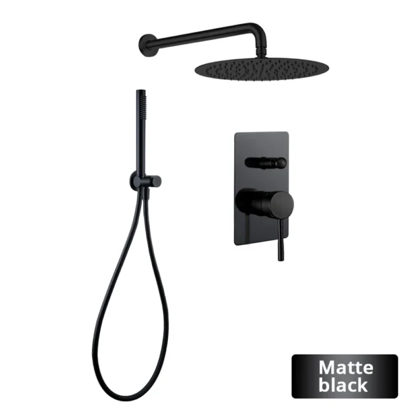 8-16” Rainfall Shower Faucet Solid Brass Full Set With Handheld, Square Plate Style Bathroom Shower Mixer System Wall Mounted - Image 10