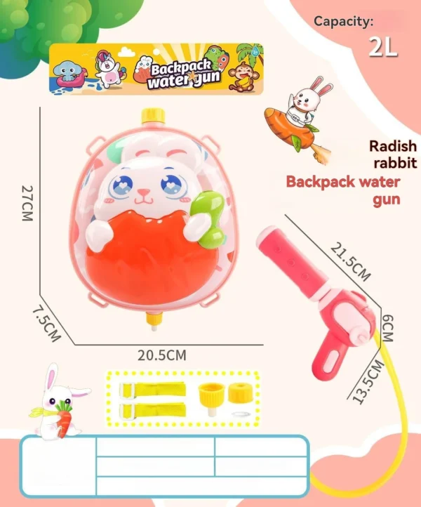 New Summer Cartoon Animal Backpack Water Gun Large Capacity Pull out Water Gun Fighting Children's Water Gun Toy