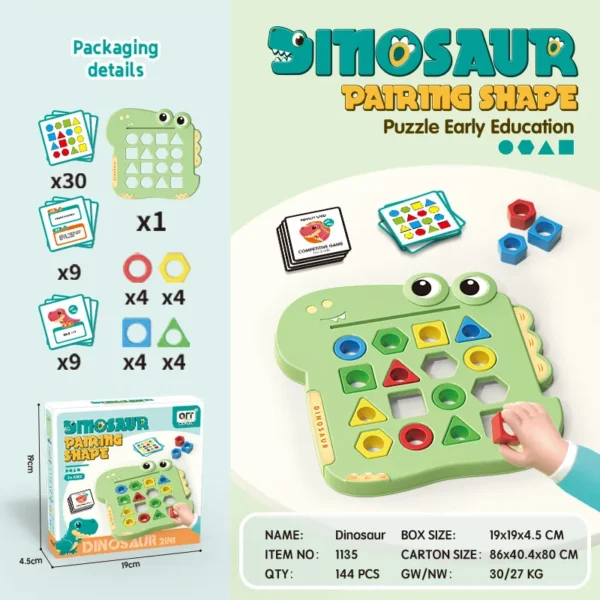 Dinosaurs Collide, Geometric Shapes Pair, Puzzle Thinking Training, Parent-Child Early Education, Interactive Tabletop Game Toys - Image 3