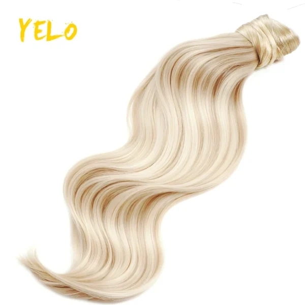 Yelo Ponytail Human Hair Extension Body Wave Wrap Around Ponytail Extension Remy Hair Blond Wavy Natural Black Curly Ponytail - Image 8