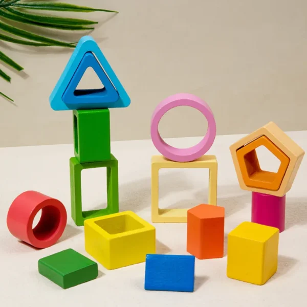 Montessori Wooden Sorting Stacking Toys Geometric Building Blocks Educational Toys Color Shape Recognition Puzzle Christmas Gift - Image 2