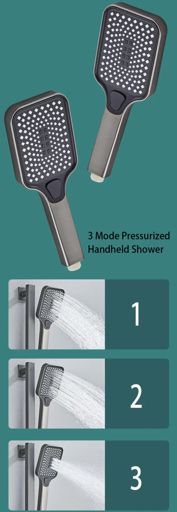 New Design Gun Grey Bathroom Shower System Set Piano Keys Brass LED Digital Shower Faucet Bath Hot and Cold Mixer Shower Tap Set - Image 24