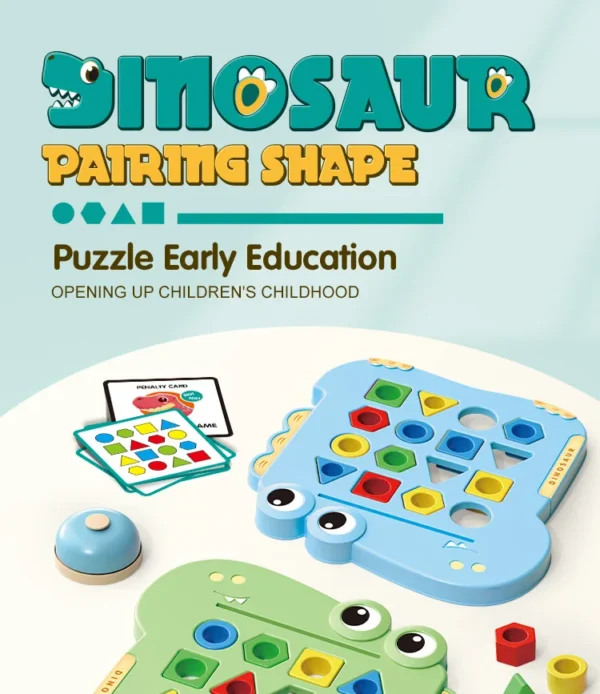 Dinosaurs Collide, Geometric Shapes Pair, Puzzle Thinking Training, Parent-Child Early Education, Interactive Tabletop Game Toys - Image 9