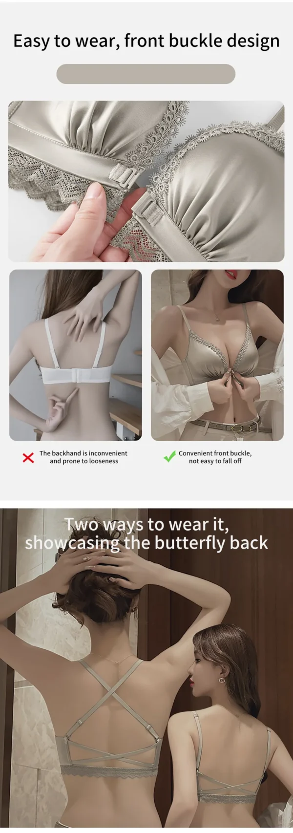 Girls Elegant Front-Closing Padded Bra Comfortable and Supportive Choice for Small Busts Enhancing Natural Beauty Underwears - Image 12