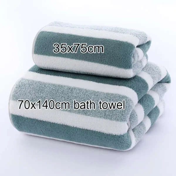 1 pcs Striped Face Towel 35x75cm For Bathroom Or Soft And Absorbent Quick-Drying Experience Microfiber Bath Towel 70x140cm - Image 3
