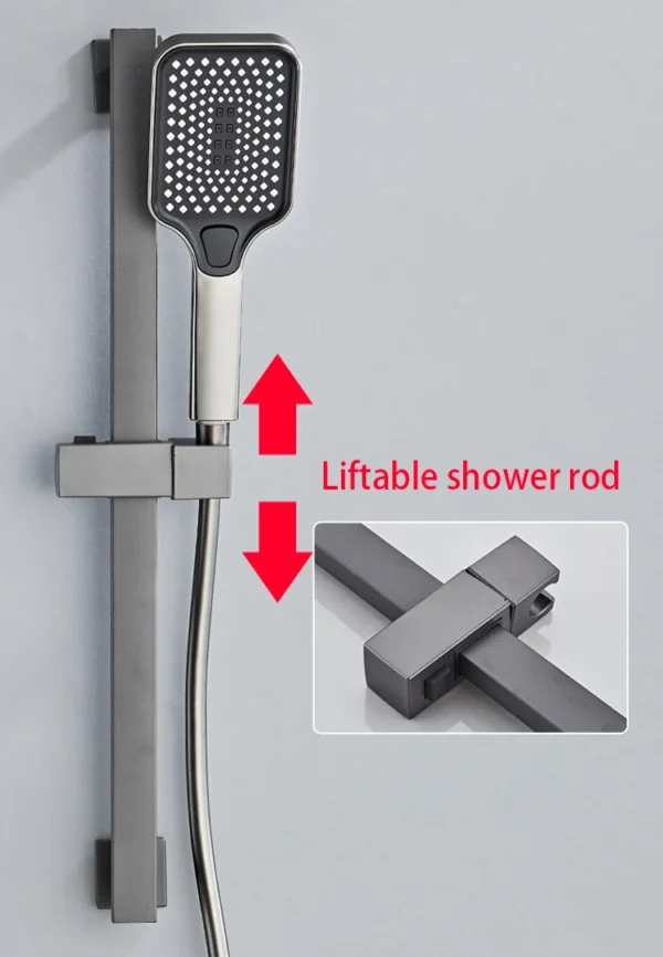 New Design Gun Grey Bathroom Shower System Set Piano Keys Brass LED Digital Shower Faucet Bath Hot and Cold Mixer Shower Tap Set - Image 25