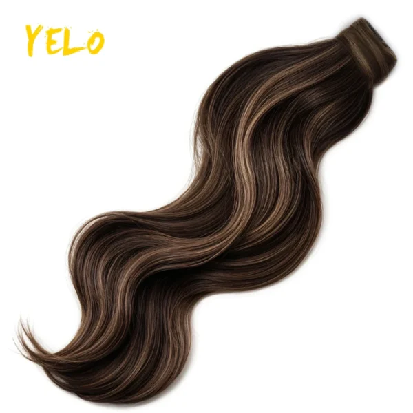 Yelo Ponytail Human Hair Extension Body Wave Wrap Around Ponytail Extension Remy Hair Blond Wavy Natural Black Curly Ponytail - Image 7