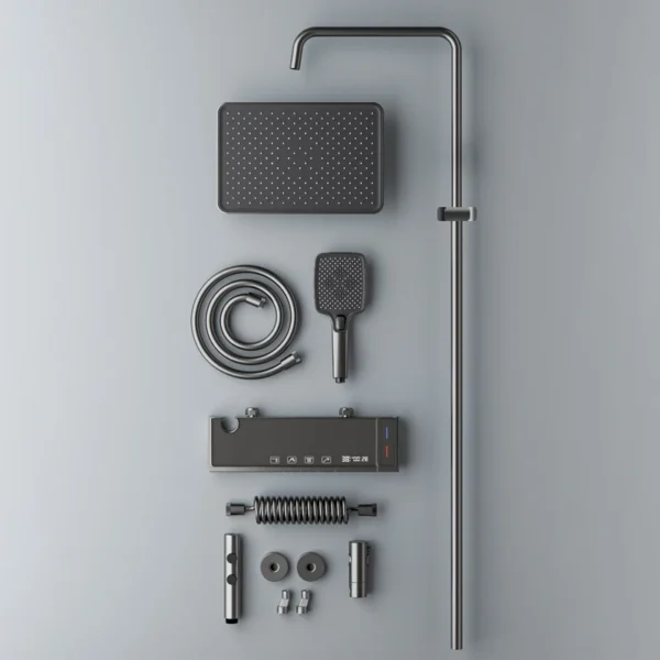 Matte Gray Rainfall Shower System Set Digital Display Smart Bathroom Faucet Bathtub Hot Cold Waterfall Mixer Tap Shower Full Set - Image 19