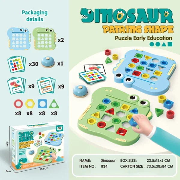 Dinosaurs Collide, Geometric Shapes Pair, Puzzle Thinking Training, Parent-Child Early Education, Interactive Tabletop Game Toys - Image 8