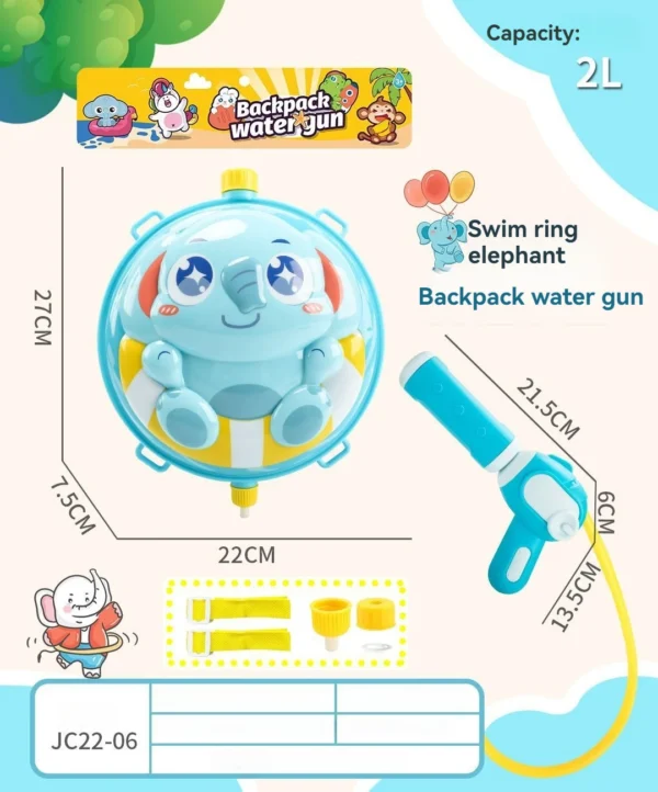 New Summer Cartoon Animal Backpack Water Gun Large Capacity Pull out Water Gun Fighting Children's Water Gun Toy - Image 2