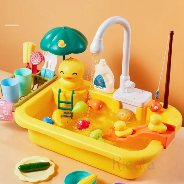 Kids Kitchen Sink Toys Electric Dishwasher Playing Toy With Running Water Pretend Play Food Fishing Toy Role Playing Girls Gift - Image 15