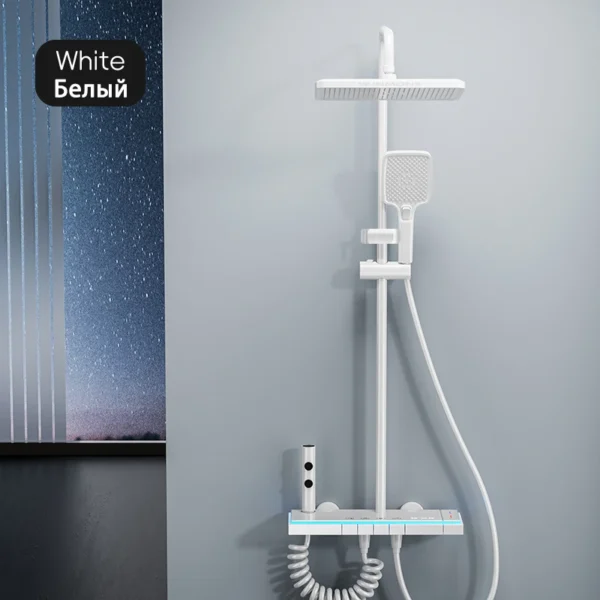 Matte Gray Rainfall Shower System Set Digital Display Smart Bathroom Faucet Bathtub Hot Cold Waterfall Mixer Tap Shower Full Set - Image 9
