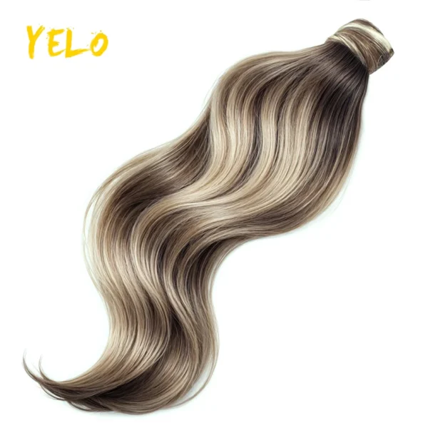 Yelo Ponytail Human Hair Extension Body Wave Wrap Around Ponytail Extension Remy Hair Blond Wavy Natural Black Curly Ponytail - Image 13