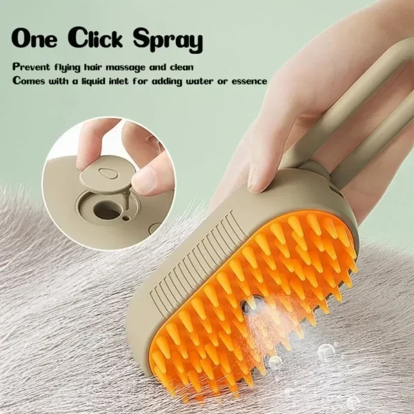 Steamy Dog Brush Electric Spray Cat Hair Brush 3 in1 Dog Steamer Brush for Massage Pet Grooming Removing Tangled and Loose Hair - Image 9