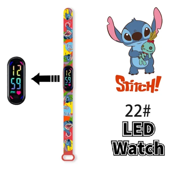 12PCS Stitch Children Watches Girls Waterproof Sport Touch Screen Watch for Women Waterproof Digital Clock Bracelet Gifts Toys - Image 11