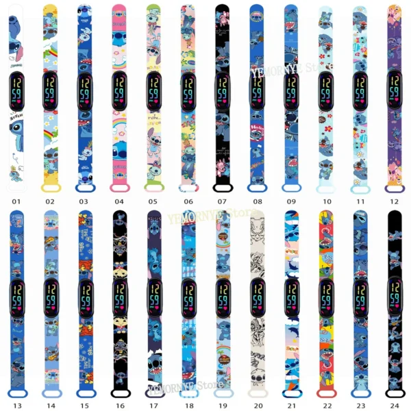 12PCS Stitch Children Watches Girls Waterproof Sport Touch Screen Watch for Women Waterproof Digital Clock Bracelet Gifts Toys - Image 48