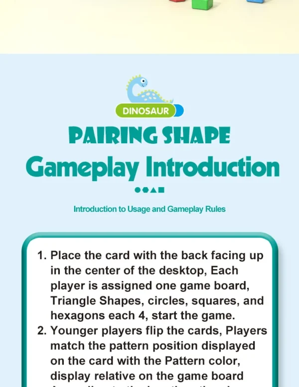 Dinosaurs Collide, Geometric Shapes Pair, Puzzle Thinking Training, Parent-Child Early Education, Interactive Tabletop Game Toys - Image 19