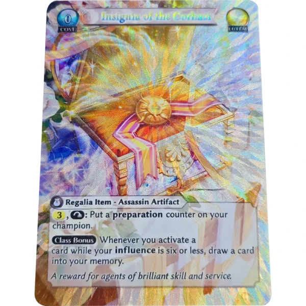 Grand Archive Game Collection Card Insignia of The Corhazi Assassin Artifact Textured Refractive Color Flash Kid Gifts Toy