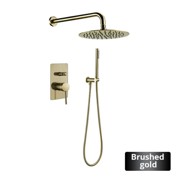 8-16” Rainfall Shower Faucet Solid Brass Full Set With Handheld, Square Plate Style Bathroom Shower Mixer System Wall Mounted - Image 7