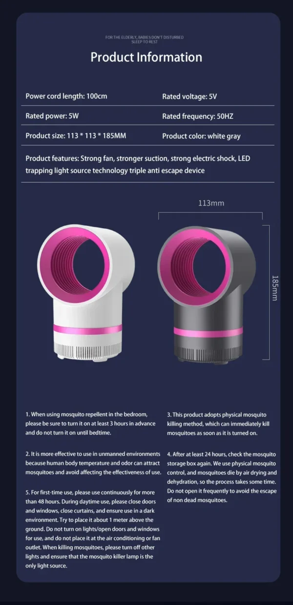 Xiaomi Household Mosquito Killer Lamp Indoor Mosquito Killer USB Plug-in Mosquito Absorber Bedroom Mosquito Repellent Camping - Image 15