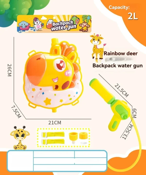 New Summer Cartoon Animal Backpack Water Gun Large Capacity Pull out Water Gun Fighting Children's Water Gun Toy - Image 4