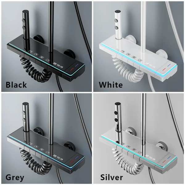 Matte Gray Rainfall Shower System Set Digital Display Smart Bathroom Faucet Bathtub Hot Cold Waterfall Mixer Tap Shower Full Set - Image 2